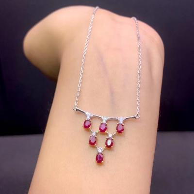 China Office / Career Filled Ruby Necklace 925 Sterling Silver Color Clavicle Hot Selling Lovely Chain for sale