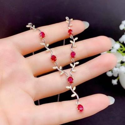 China Office / Career Filled Ruby Necklace 925 Sterling Silver Color Clavicle Hot Selling Lovely Chain for sale