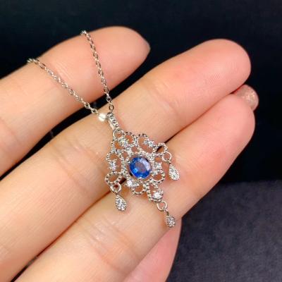 China Natural Career Belles 925 Sterling Silver Color Sapphire Necklace 925 Sterling Silver Women's Office / Gift for sale