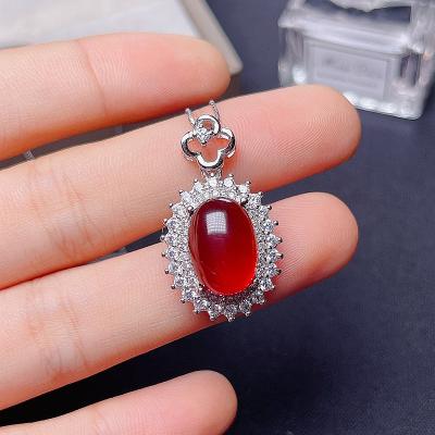 China Office/Natural Color Beautiful Clean 925 Sterling Silver Lady's Crystal Gem Garnet Necklace 8 Carat Career for sale