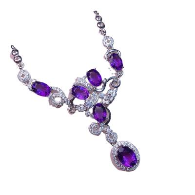 China Simple And Exquisite Career Women's Amethyst Necklace 925 Sterling Silver Office/Party Gift for sale