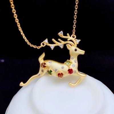 China Office / Career Tourmaline Necklace Natural 925 Sterling Silver Christmas Elks Hot Selling Style for sale