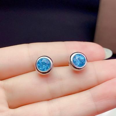 China Ethnic Natural Topaz Earrings 925 Sterling Silver Simple Inlay, Cheap And Genuine for sale