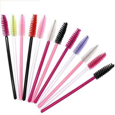 China DHL Bag 24 Hair Extensions Brown Eyelashes Gold Handle Eyelash Nylon Cosmetic Mascara Brush Pink Black Yellow Colors for sale