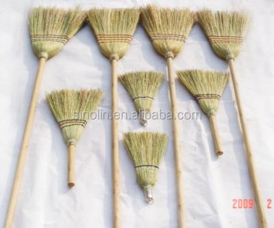 China Natural Garden Sorghum Straw Corn Broom With Wooden Handle For Sale for sale