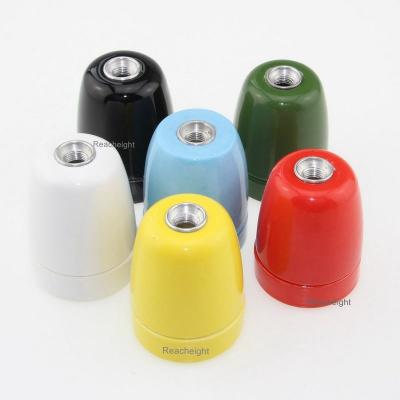 China High Quality Ceramic Screw Porcelain E27 Enameled Colorful Lampholder for sale