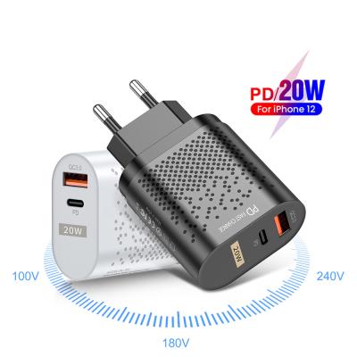 China Dual USB Ports Mobile Phone Charger 1 Sample OK Custom Accept China Universal Mobile Phone Charger 20W Usb C Wall Charger Dropshipping For iPhone 12 for sale