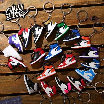 China Cute Keychains OEM Wholesale 3D Mini Sneakers AJ Jordan Shoe Key Chain Models With Box Key Chain for sale