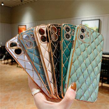 China Luxury Shiny Plating Diamond Pattern Case For Iphone 12 Anti-fall Soft Phone Case For iphone 12 pro Max MiNi 11 pro Max for sale