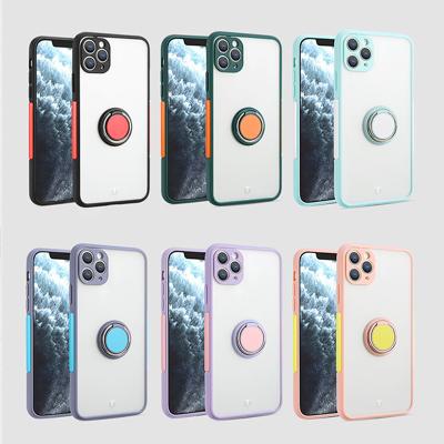 China Anti-drop For iPhone 12 Case With Ring Candy Color Metal Ring Cover For iPhone 12 Pro Case With Stand For iPhone 12 for sale