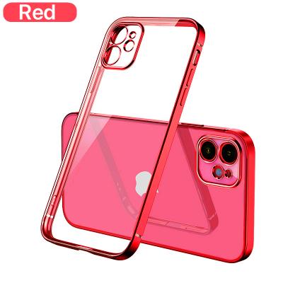 China Luxury TPU Phone Case Anti-fall Clear Plating Protective Soft Phone Case For iPhone 13 12 Pro for sale