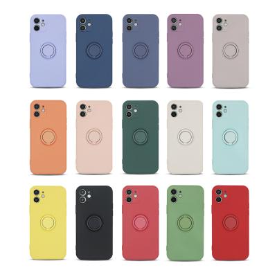 China New Anti-drop Candy Color Phone Case With Ring Knot For iPhone 12 Case With Stand For iPhone 12 Pro Case for sale