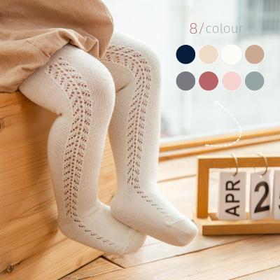 China Breathable Spanish Style Infant Babies Hollow Out Hoops Spring Pointelle Cotton Tights Pantyhose for sale