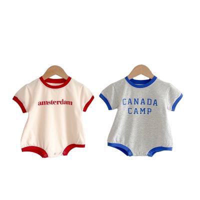 China Short Sleeve CANADA CAMP Prints Short Sleeve Ringer Crewneck Unisex Baby Summer Clothes Bubble Romper for sale