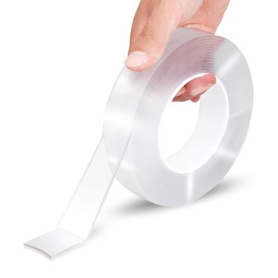 China Waterproof Strong Sticky Double Sided Tape Strips Removable Transparent Reusable Adhesive Double Sided Nano Tape Backing for sale