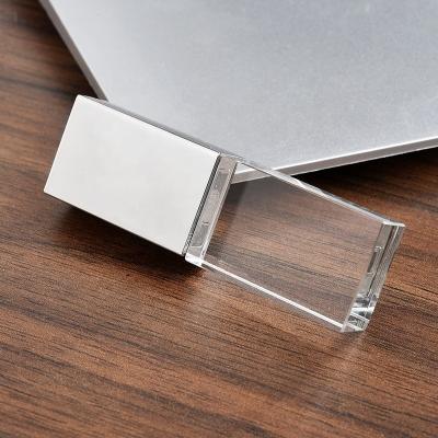 China Crystal Custom Logo USB 2.0 3.0 Transparent Glass Usb Memory Stick 4gb 8gb 16gb 32gb 64gb USB Flash Made With Crystal for sale