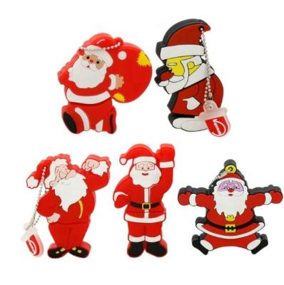 China Cheap PVC USB Flash Order Santa Claus Stock Hat Tree Keychain New Year Christmas Gift Cartoon Pendrive Elk Dog Snowman PVC Wholesale for sale