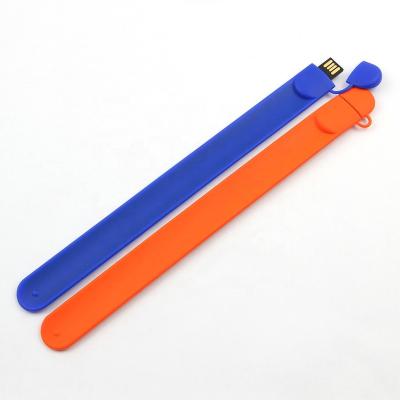 China Custom Logo Flash Drive 2GB 4Gb 8Gb 16Gb 32Gb 64GB Capacity Slap Silicone Usb Bracelet Waterproof Colorful Silicone Wristband Usb Real for sale