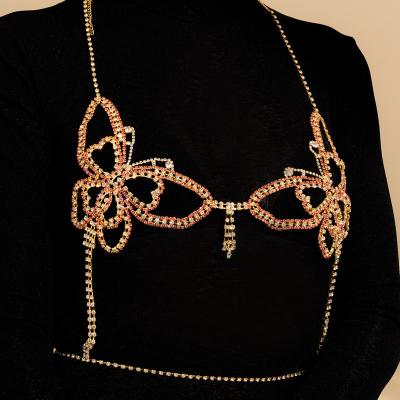 China Sexy Tingling YI Rhinestone Body Chain Necklace Crystal Bra Thong Women Jewelry Butterfly Bikini Party Accessories for sale