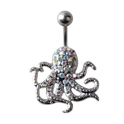 China Wholesale DingYi jewelry personality silver plating octopus navel shape diamond punk alloy body nail for sale