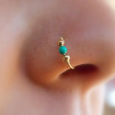 China DingYi NEW FASHIONABLE Female Style Turquoise Winding Nose Ring Ear Bone Studs Piercing Human Body Jewelry Wholesale for sale