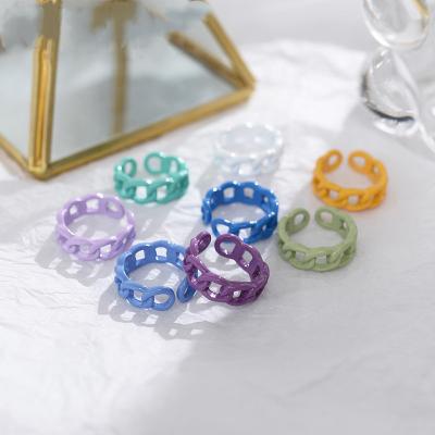 China Fashionable color ring niche style hollow candy YI Macaron tinkle personality index finger ring female creative for sale