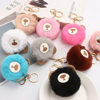 China Ding Yi Cute Cute Bear Fur Ball Rex Rabbit Fur Ball Plush Ball Ornaments Plush Ball Ornaments Main Chain Imitation Pendant for sale