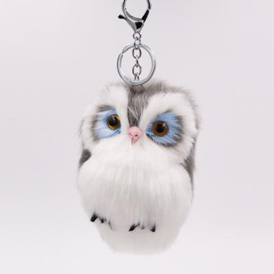 China Hot-selling Cute Animal Ding Yi New Imitation Rabbit Fur Owl Fur Key Chain Pendant Cute Animal Plush Car Bag Pendant for sale