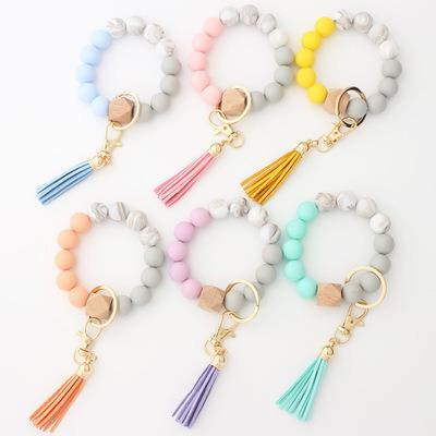 China Trendy Jingle YI Designs Key Ring Bracelet For Women - Unique Stylish Beaded Bracelet Silicone Key Chain Bracelet for sale