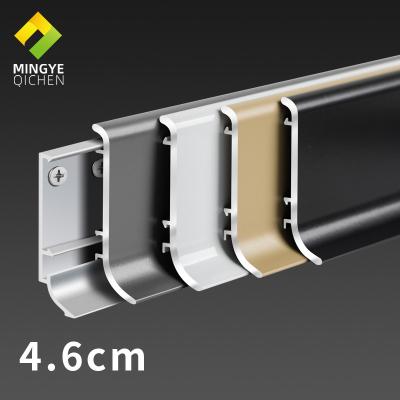 China Modern 4.6cm Height Villa Break J Type Waterproof Aluminum Skirt Line With Metal Buckle Aluminum Skirting Board Floor Wall Baseboard for sale