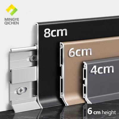 China 6cm Modern Aluminum Alloy Buckle Installation Skirting Hanging Line Skirting Line Wall Panel For Hotel Interior Decoration for sale