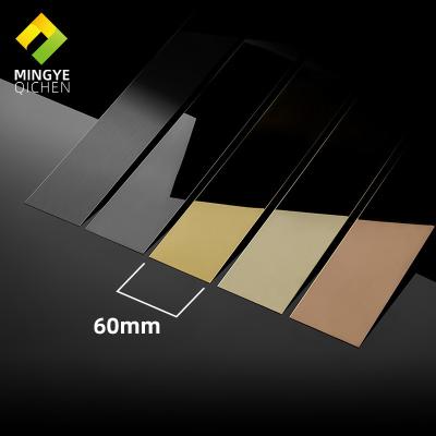 China Modern 60mm Width Tile Corner Mirror 8K Decorative Modern Craft Polished Hairline Profile Tile Trim Stainless Steel SS Edge Flat for sale