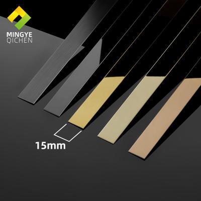 China 8K Modern Modern Craft 15mm Width Metal Polishing Corner Sharpening Trim Wall And Stainless Steel Ceramic Decorative Flat Strip for sale