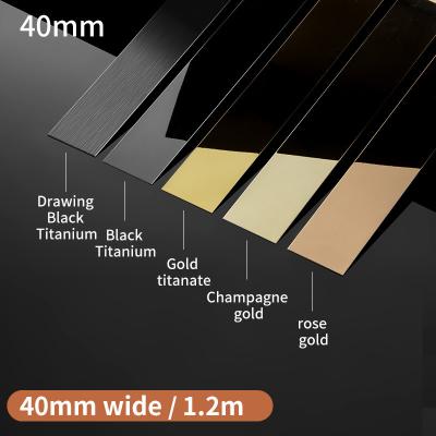 China Modern 40MM Width 8K Mirror Craft Sharpening Trim For Wall Cabinet Decorative 304 Stainless Steel Flat Strip Trim for sale