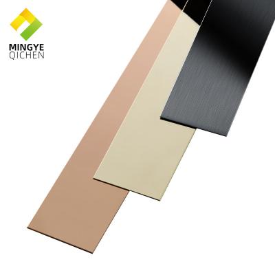 China ODM Modern Decorative Custom Decorative Modern Tile Corner Mirror 8K Craft Polished Hairline Profile Tile Trim Stainless Steel SS Flat Edge for sale