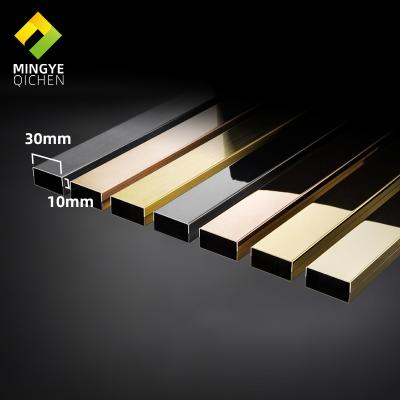 China Modern Decorative U Shaped Metal Strips 8k Mirror Stainless Steel Tile Trim 30mm for sale