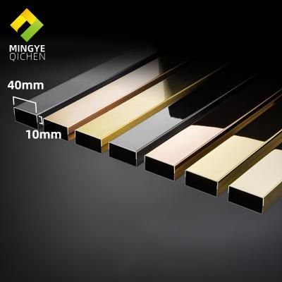 China Modern hot sale 8k 10*40mm u type stainless steel tile mirror wall corner edge junction panel trim for sale