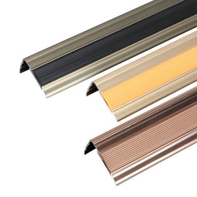 China Foshan Factory Modern L Shape Aluminum Profile Staircase Metal Stairs Strip Edge Corner Anti-Slip Trim For Stair Flooring for sale