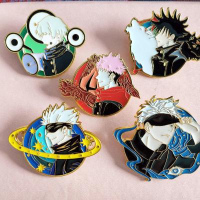 China Bag Jujutsu Kaisen Keychain Comic Enamel Badge Cool Handsome Gojo Satoru Metal Brooch for sale