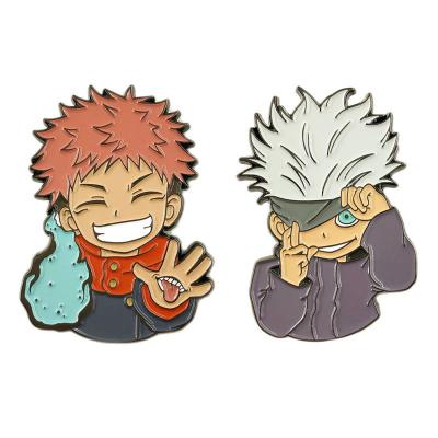 China Bag Anime Jujutsu Kaisen Metal Badge Brooch Gojo Satoru Yuji Itadori Brooch for sale