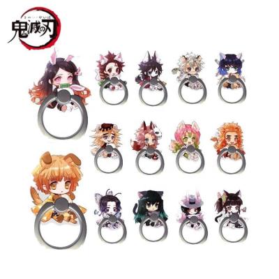 China Transparent Holographic Phone Ring Cell Phone Ring Holder Anime Kimetsu No Yaiba Demon Slayer Acrylic Finger Ring Stand for sale