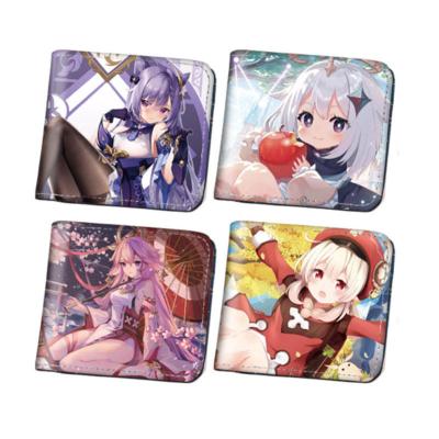 China Waterproof Cartoon Short Coin Purse Card Holders Wallet Anime Game Genshin Impact Leather Wallet for sale