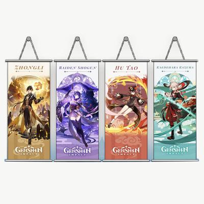 China CREATIVE Wholesale 70x25cm Anime Demon Slayer Game Genshin Impact Print Poster Hanging Pictures Anime Wall Scroll for sale