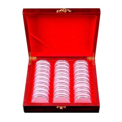 China 30 Grid Commemorative Coin Collecting Wooden Box Storage Box Collection Box 20/25/30/35/40mm Universal Universal for sale