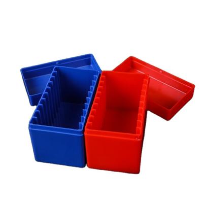 China 2020 Factory Safe Wholesale Red And Blue 12.4*7*9.1cm Flat Plastic 10Coin Storage Box for sale