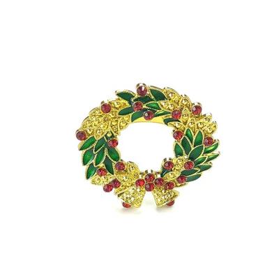 China Viable Metal Rhinestone Christmas Wreath Napkin Ring For Winter Christmas Table Decoration for sale