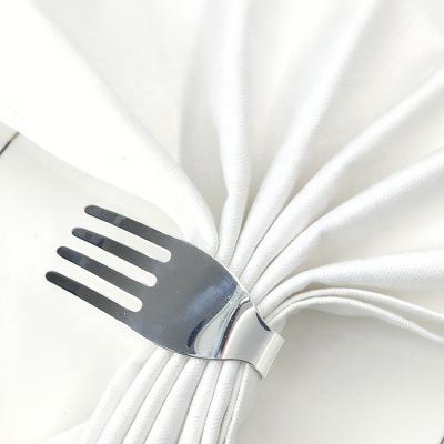 China Viable Silver Metal Cutlery Shape Napkin Rings Fork Dinner Napkin Ring For Family Napkin Accessories for sale