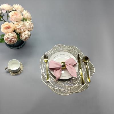 China Wholesale Viable Nordic Vinyl Place Mats With Pink Flower Design PVC Plastic Place Mats For Wedding for sale