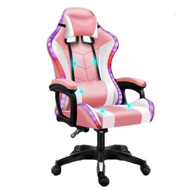 China (Size)OEM Silla de juego adjustable pink led RGB gaming chair speaker for chair gaming chair with footrest for sale