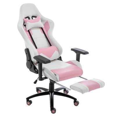 China (Size)Adjustable Silla Giratoria Para juegos de carreras Gaming Chair RGB White Pink Gaming Chair with Lights and Speakers for sale